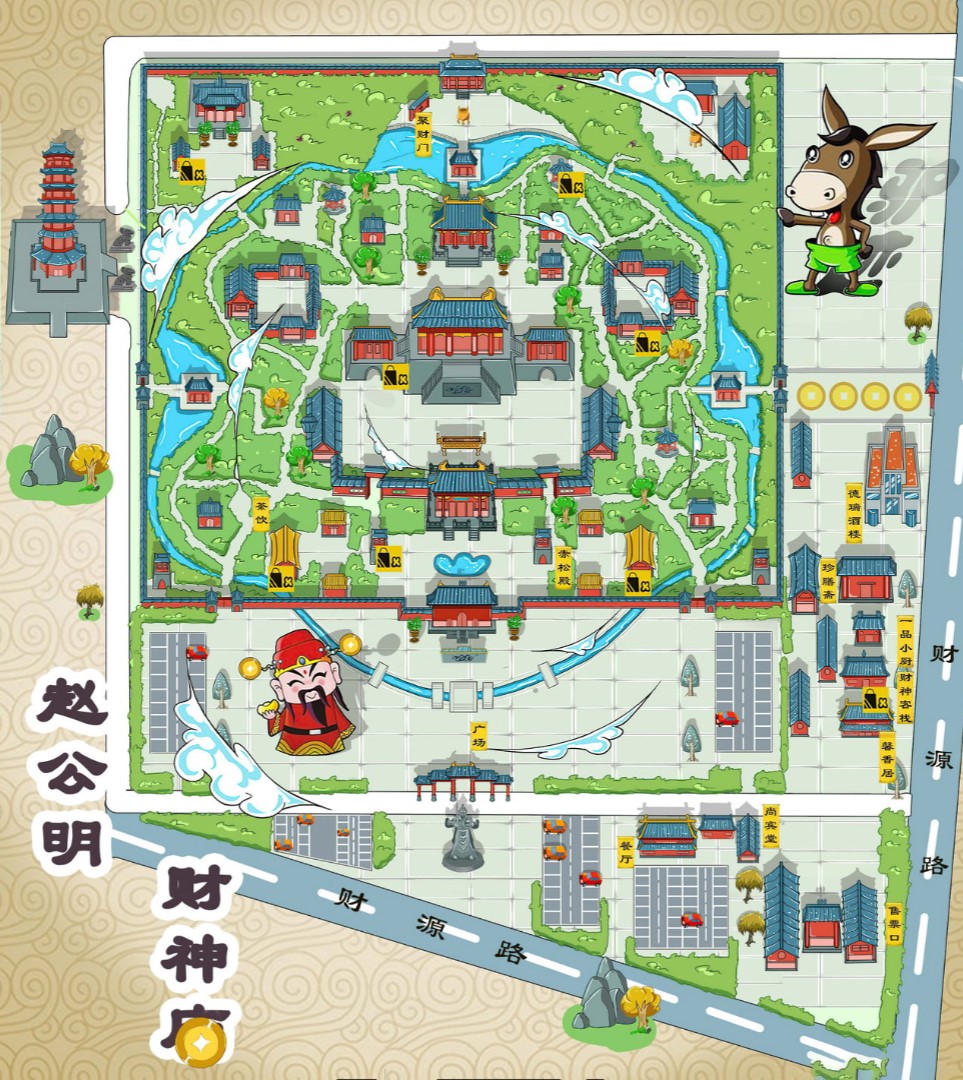 熊口管理区寺庙类手绘地图
